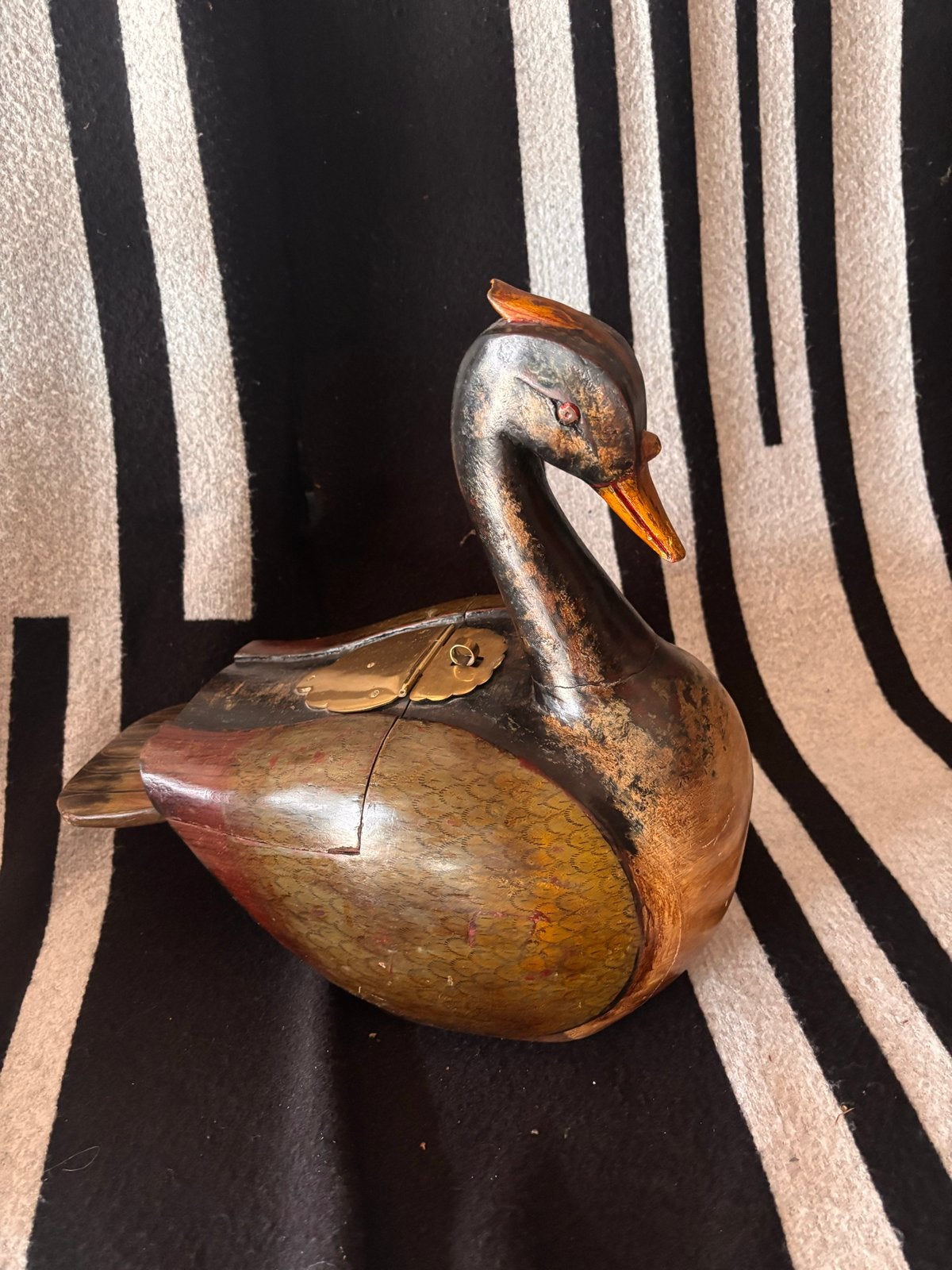 Vintage Houten Eend Doosje - Handgeschilderd, Antiek en Kunst, Antiek | Woonaccessoires, Ophalen of Verzenden