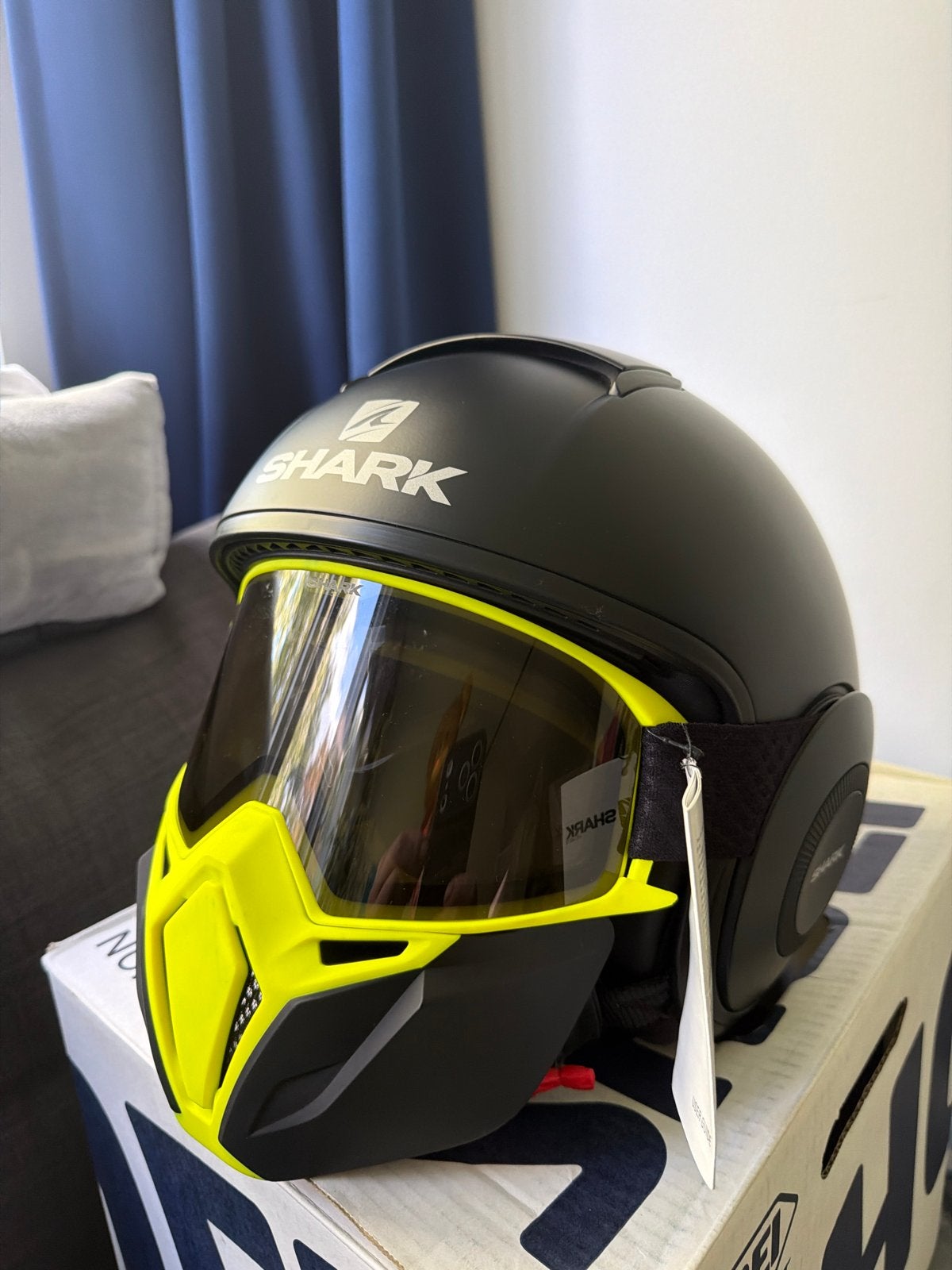 Shark Street-Drak helm - Mat Zwart/Geel - Maat XS, Nieuw met kaartje, XS, Heren, Jethelm