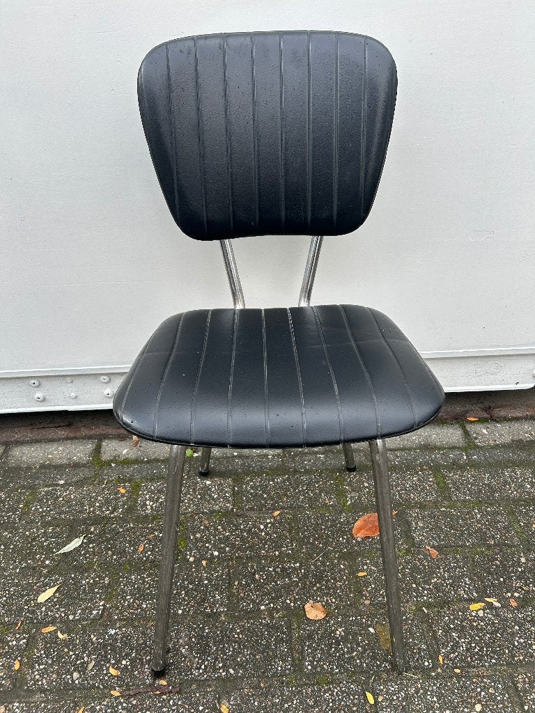 authentieke vintage Franse Soudexvinyl stoel uit de jaren 60, Ophalen, Gebruikt, Zwart, Vintage