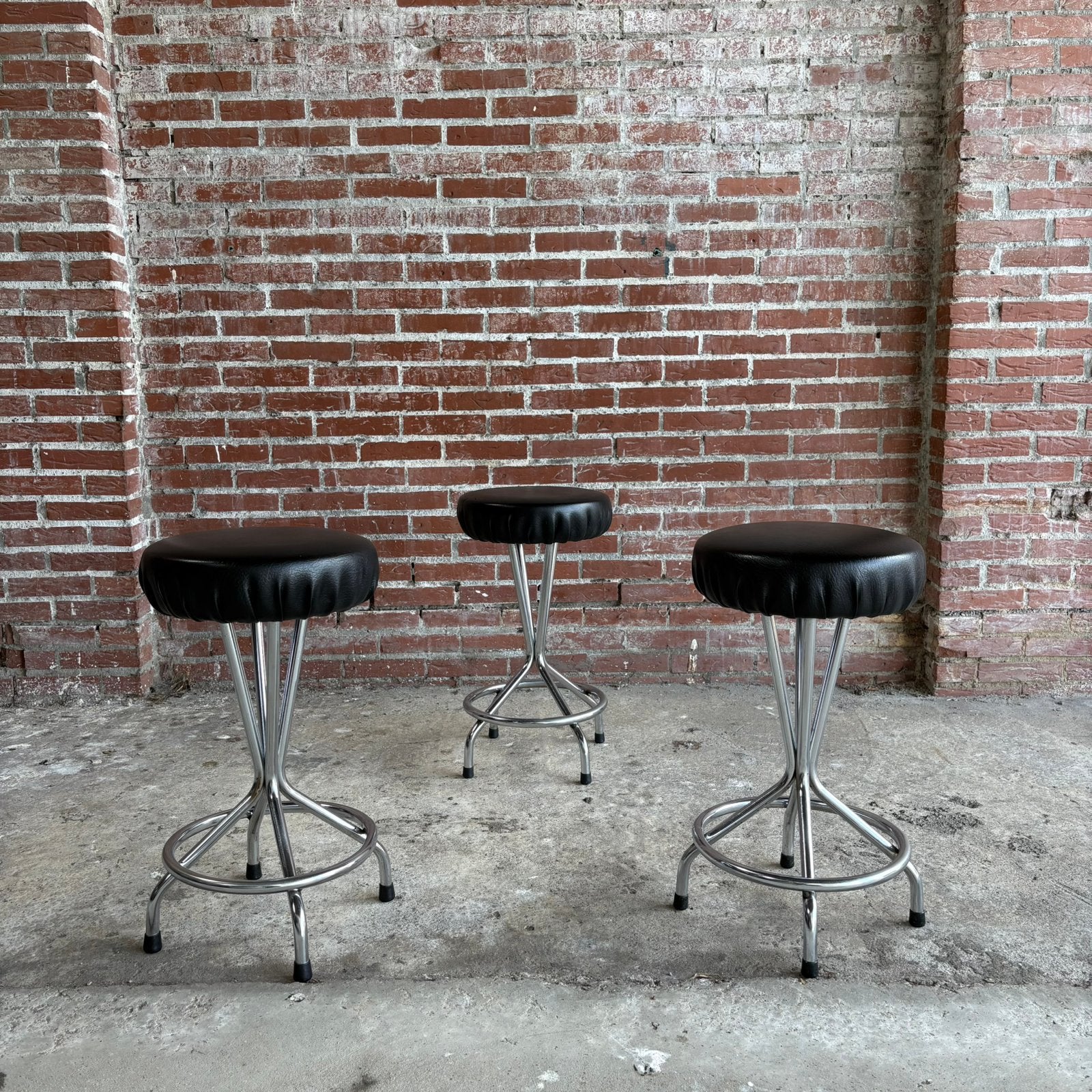 Vintage Jaren '50 Krukjes Chroom en zwart Skai, retro stijl