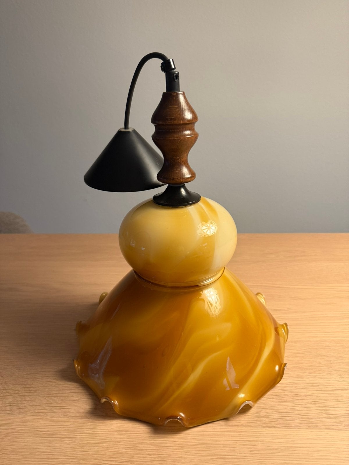 Vintage gevlamde glas hanglamp, Ophalen