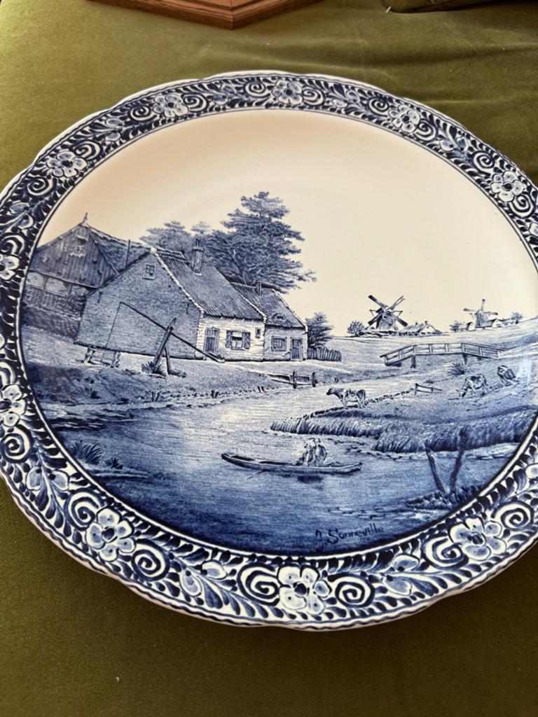 Boch Delfts Wandbord met Hollands Landschap, Antiek en Kunst, Ophalen of Verzenden
