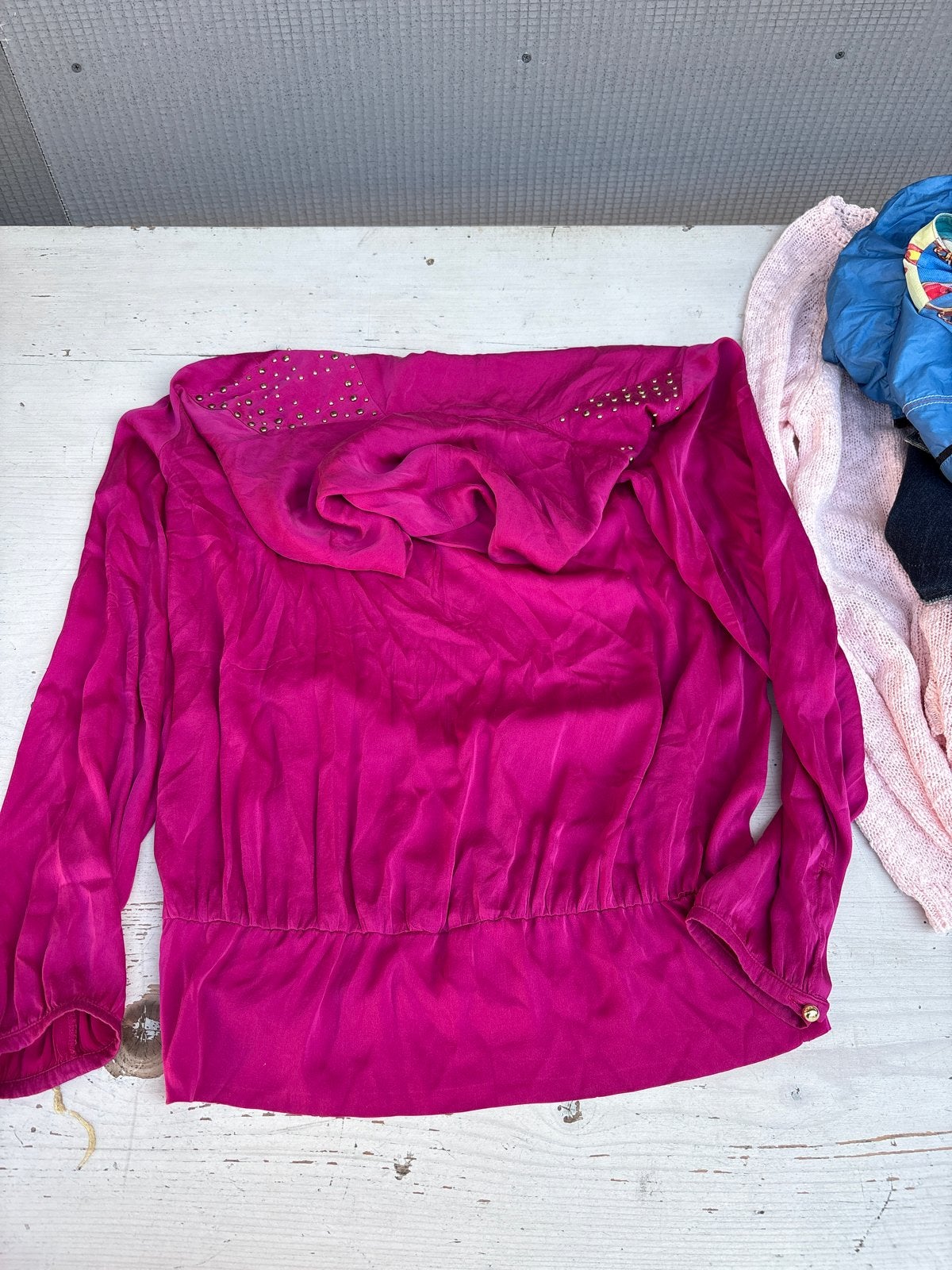 Caroline Biss fuchsia blouse met studs, maat 36 (S), Ophalen of Verzenden, Zo goed als nieuw, Lange mouw, Roze