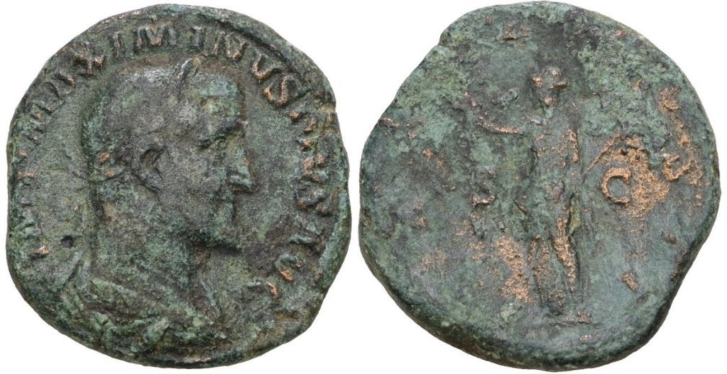 Romeinse munt - Maximinus Thrax, Ophalen of Verzenden, Italië, Losse munt