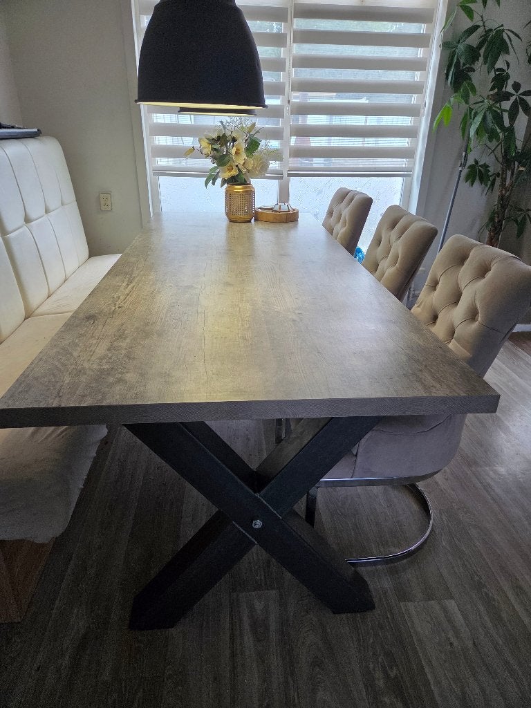 Eettafel met stoelen, Ophalen of Verzenden, Rechthoekig, 200 cm of meer, 50 tot 100 cm