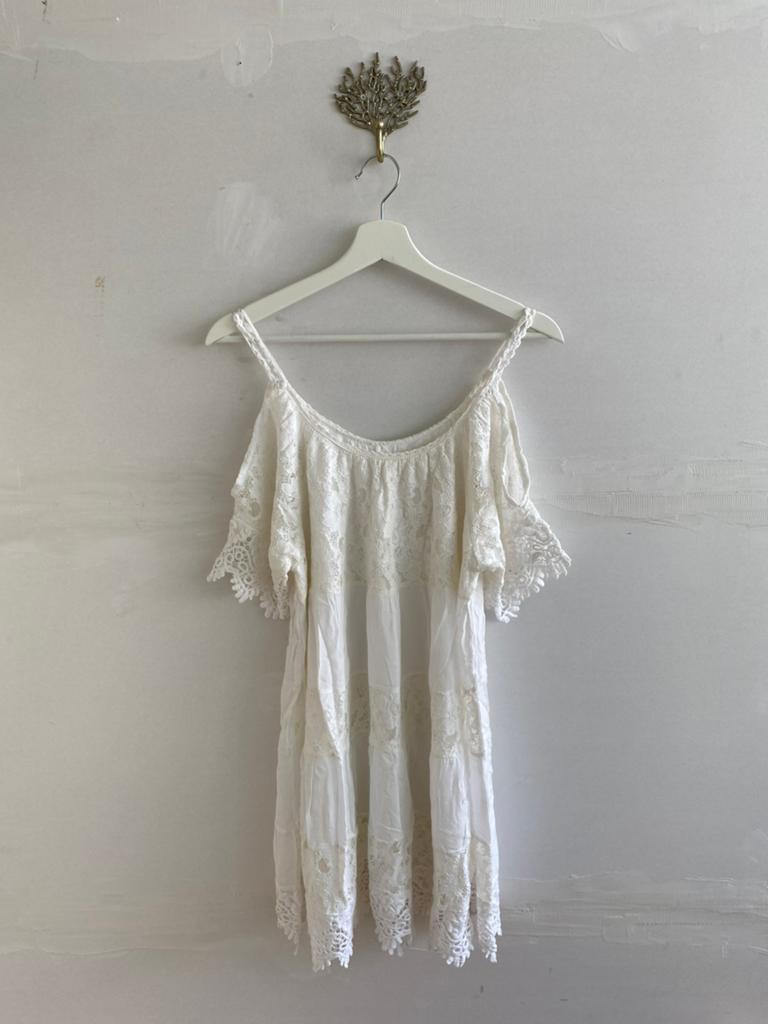 Made in italy jurk - one size, Verzenden, Gedragen, Maat 38/40 (M), Wit