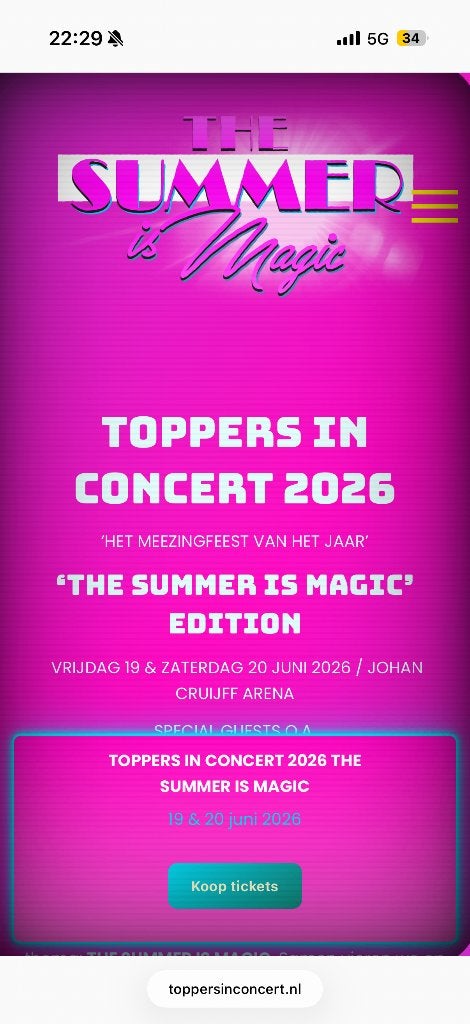Toppers 2026, Tickets en Kaartjes, Concerten | Nederlandstalig, Twee personen, Juni, Levenslied