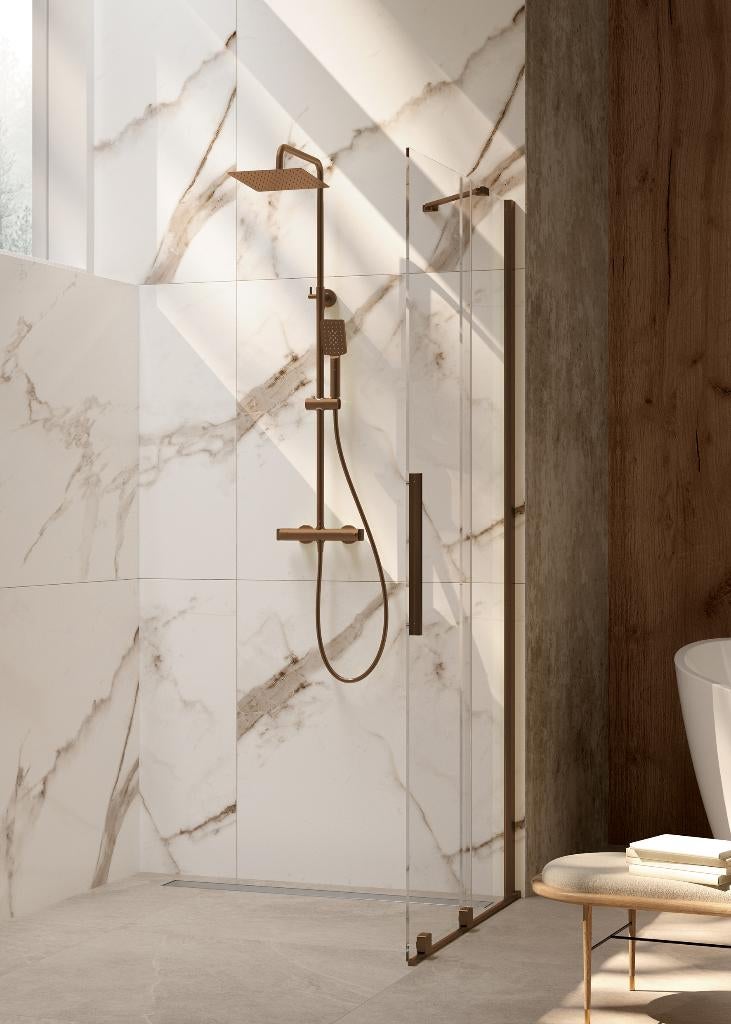 Luxe regendouche met thermostaatkraan / Brushed Bronze/ Goud, Doe-het-zelf en Verbouw, Sanitair, Ophalen of Verzenden, Nieuw, Rvs