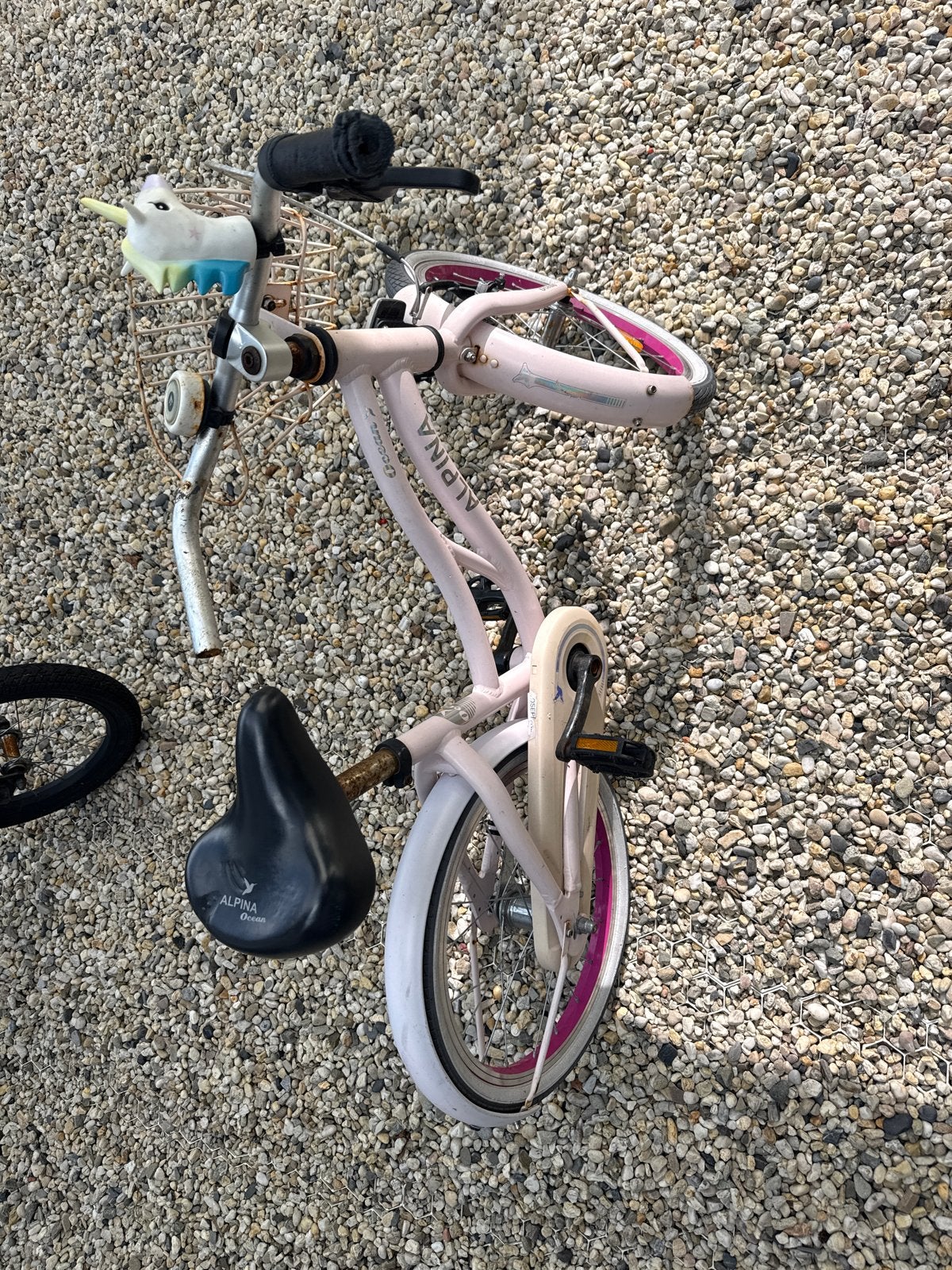 Alpina kinderfiets 16 inch - roze met mandje, Ophalen, Gebruikt, Terugtraprem, 16 tot 20 inch
