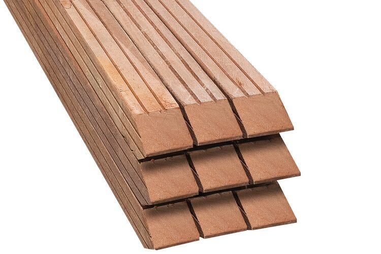 geschaafde hardhouten paal 65x65x275 met V groeven, Tuin en Terras, Ophalen, Palen, Nieuw, Hardhout
