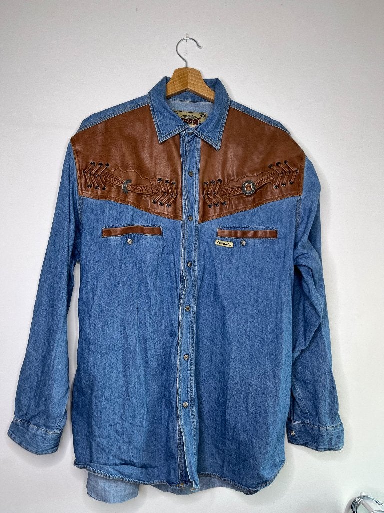 Vintage spijkerblouse country maat m, Kleding | Dames, Ophalen of Verzenden, Gedragen, Maat 38/40 (M), Blauw