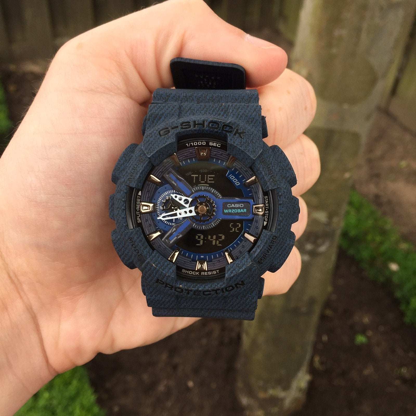 Donker blauwe g-shock model GA-110DG g shock gshock denim, Ophalen of Verzenden, Zo goed als nieuw, Kunststof