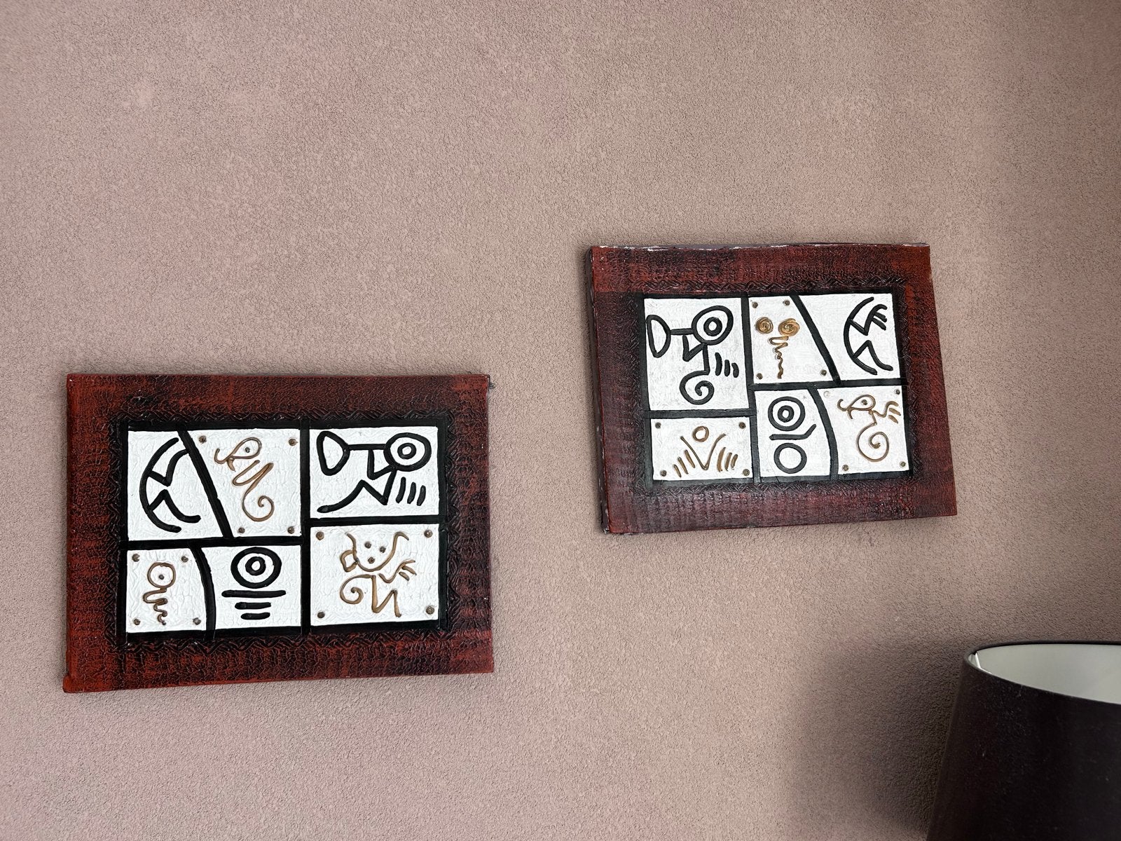 Set van 2 abstracte canvas schilderijen, Acrylverf, Ophalen of Verzenden, Handgeschilderd, Overige onderwerpen
