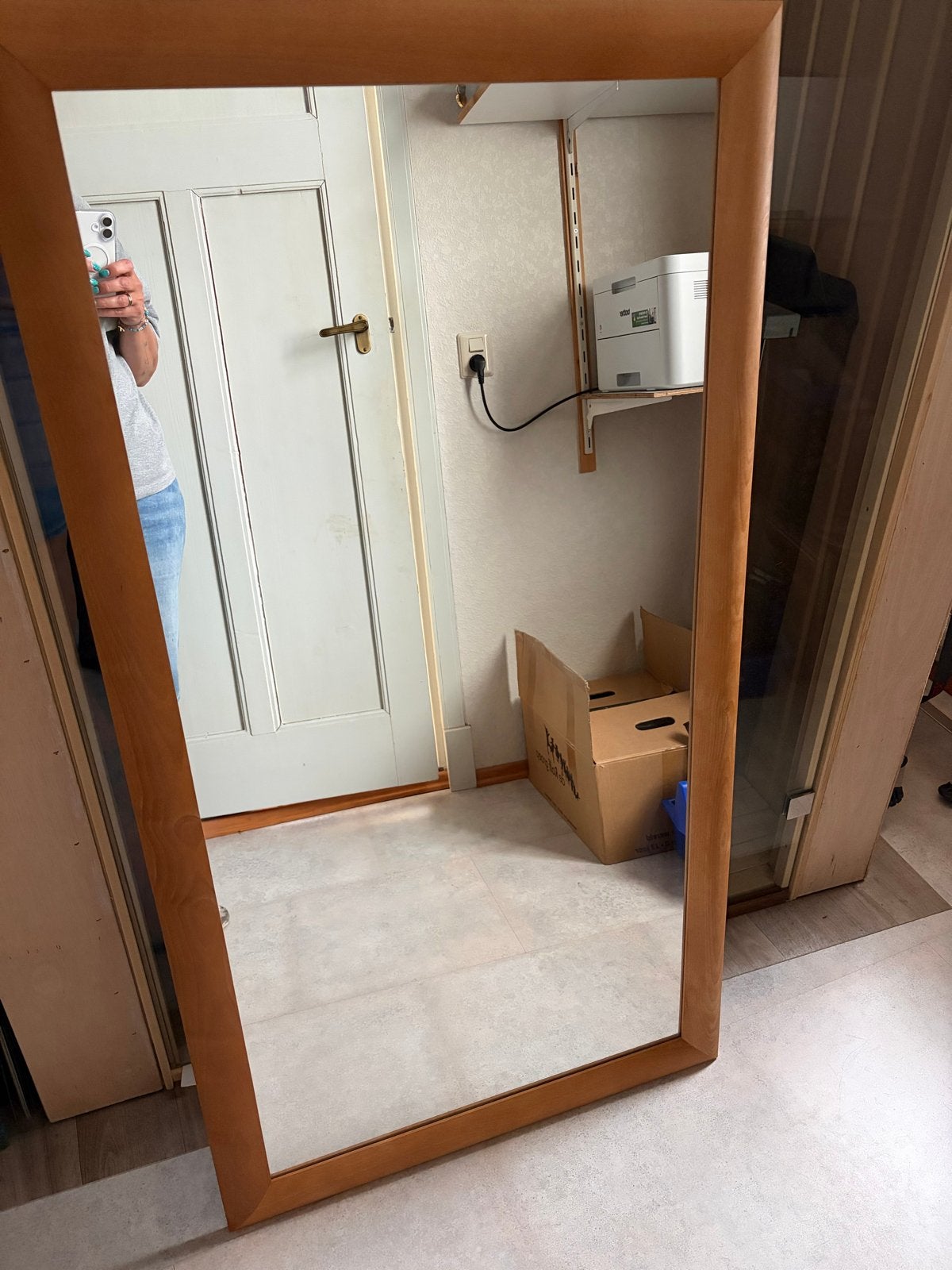 Grote spiegel met houten lijst (70x130cm), Huis en Inrichting, Woonaccessoires | Spiegels, Ophalen, 100 tot 150 cm, Zo goed als nieuw