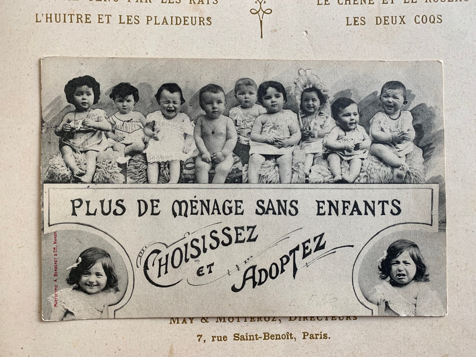 1905 Baby’s - Choisissez et Adoptez (BA), Verzamelen, Ansichtkaarten | Themakaarten, Ophalen of Verzenden, Voor 1920, Gelopen