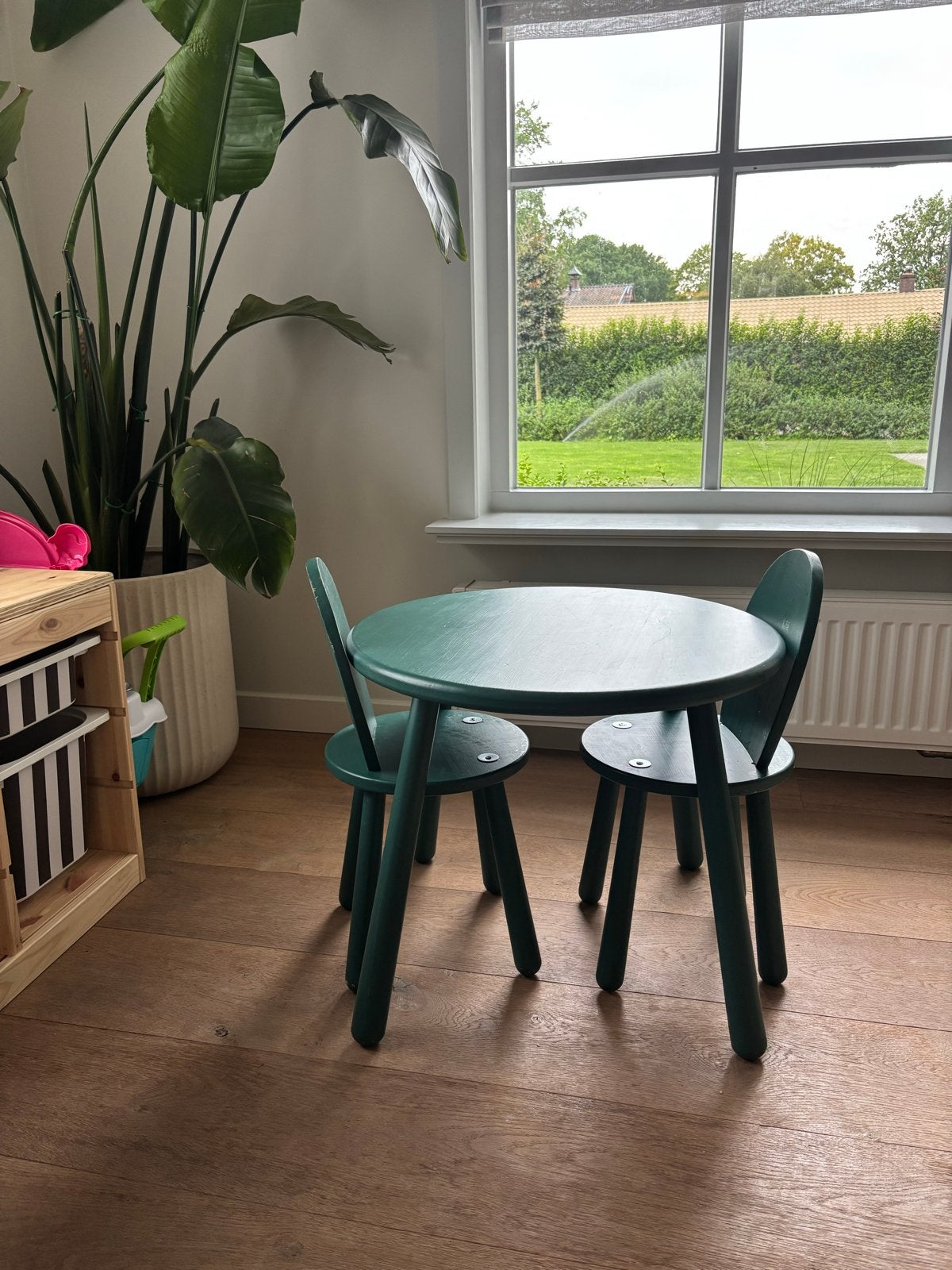 Kinder tafel met 2 stoeltjes - blauw/groen, Ophalen, Gebruikt, Tafel(s) en Stoel(en)