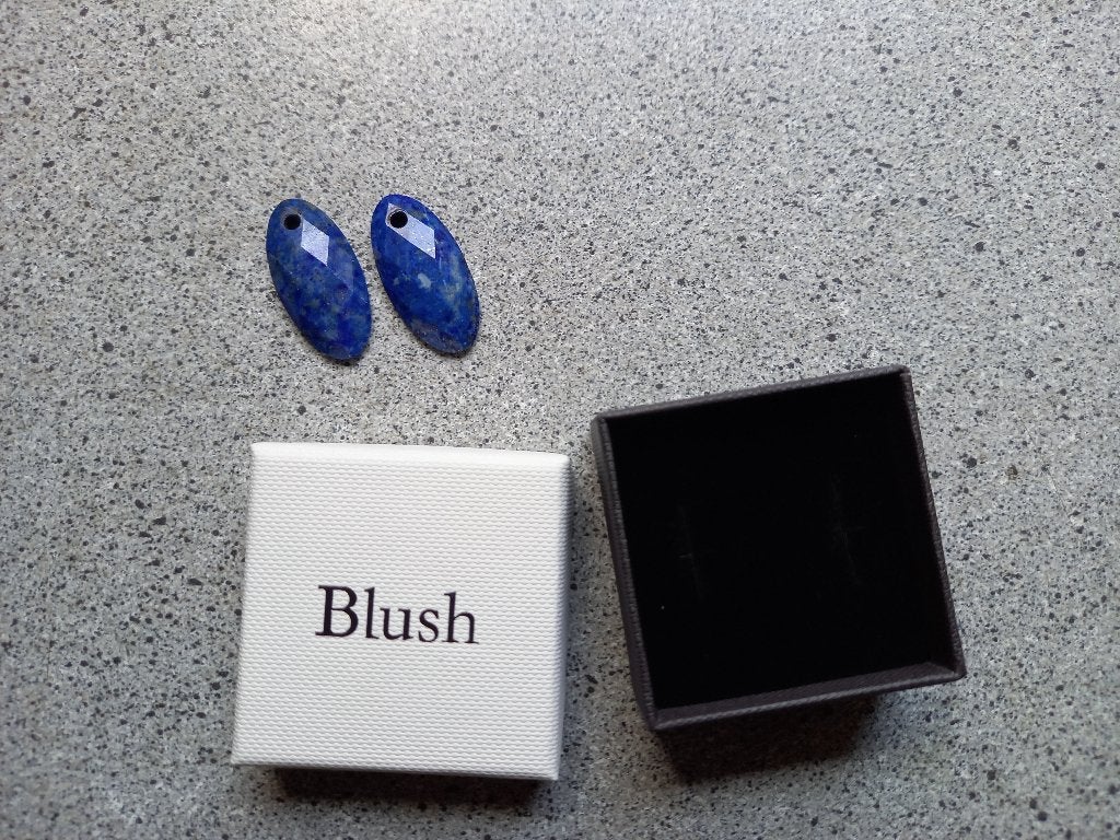 Blush Stenen Oorbedels / Oorhangers Lapis Lazuli (30mm), Overige materialen, Hangers, Blauw, Ophalen of Verzenden