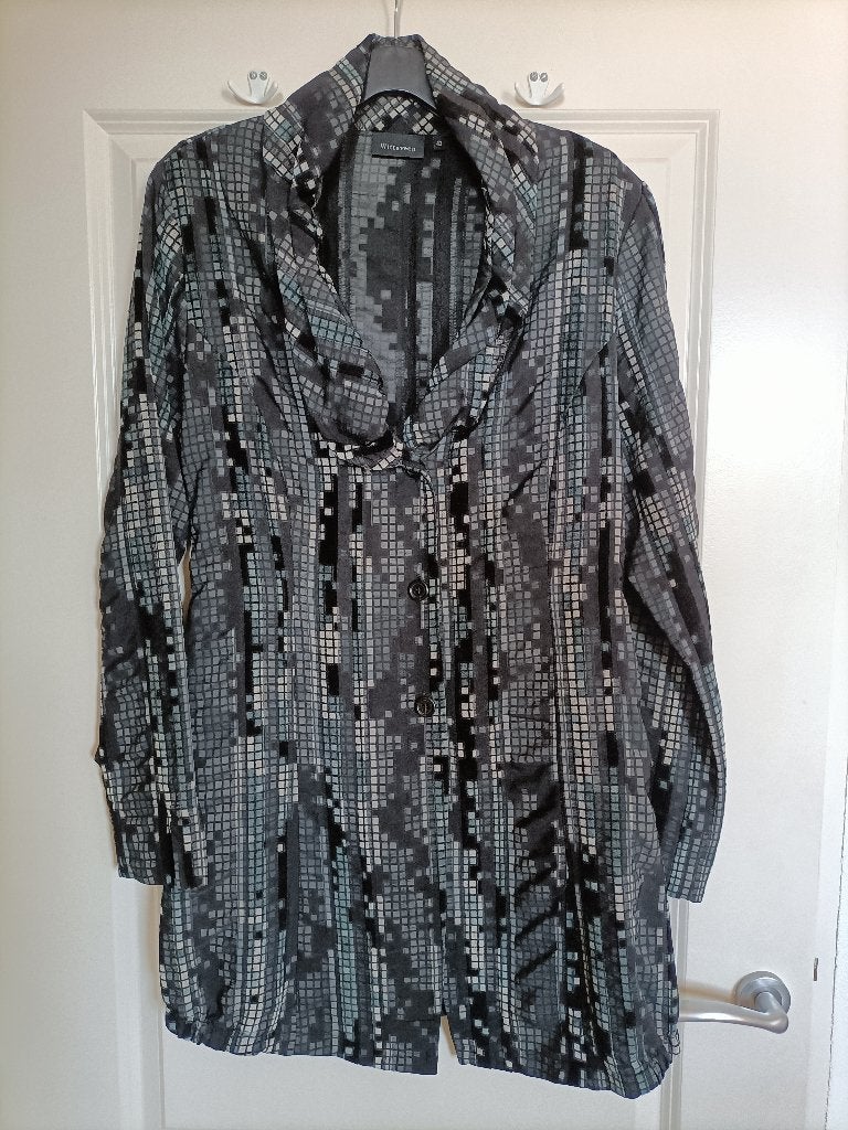Witteveen Tuniek/Blouse Maat 42 - Zwart/Grijs Patroon, Overige typen, Zwart, Maat 42/44 (L), Ophalen of Verzenden