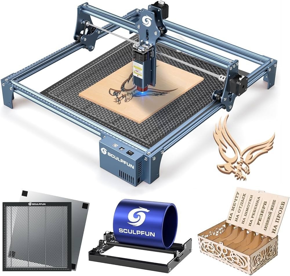Sculpfun S9 Lasergraveerder met camera, roller & honingraat, Ophalen