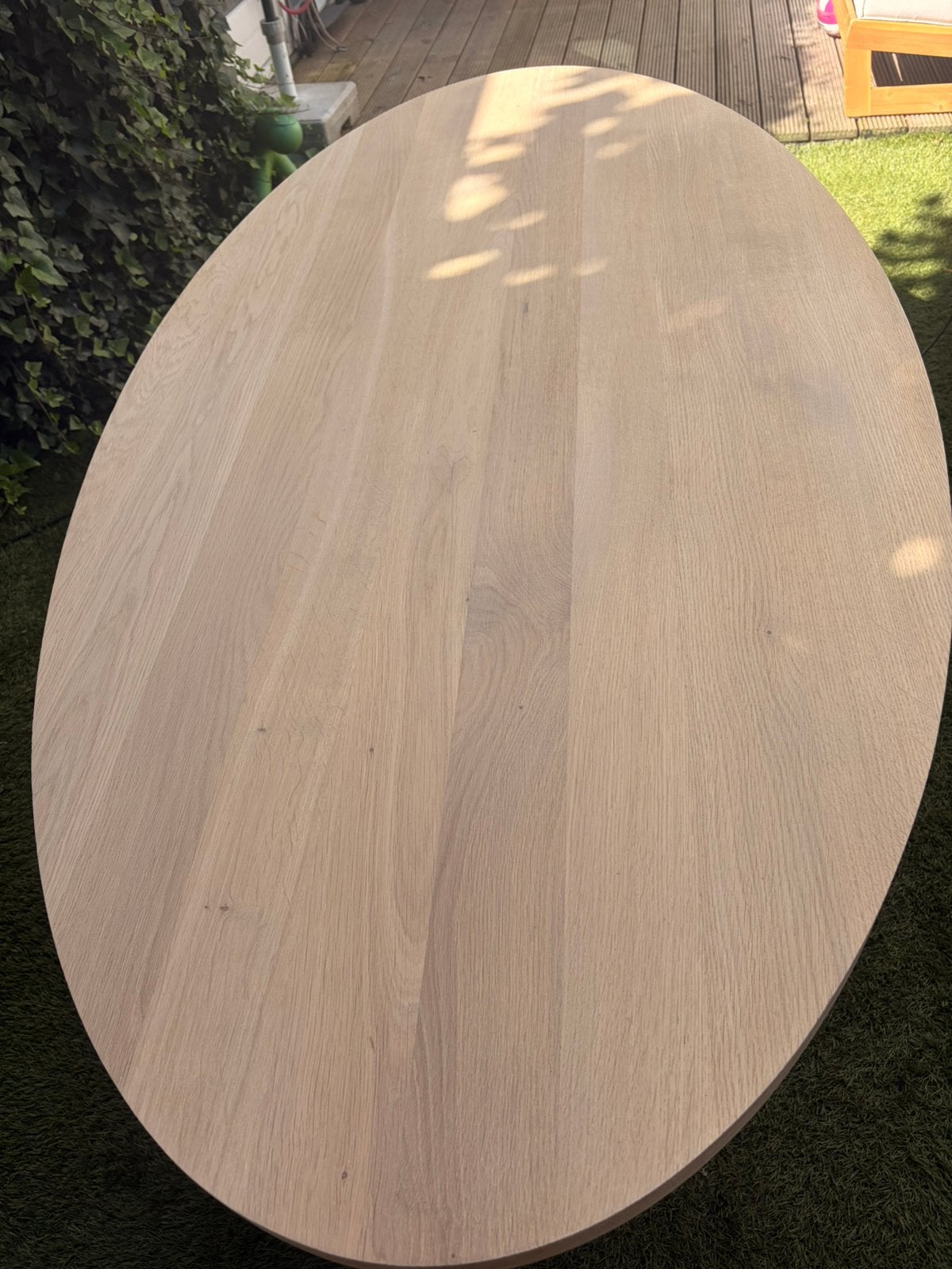 Eikenhouten tafelblad ovaal 180x90cm, Ophalen, 50 tot 100 cm, Zo goed als nieuw, 150 tot 200 cm
