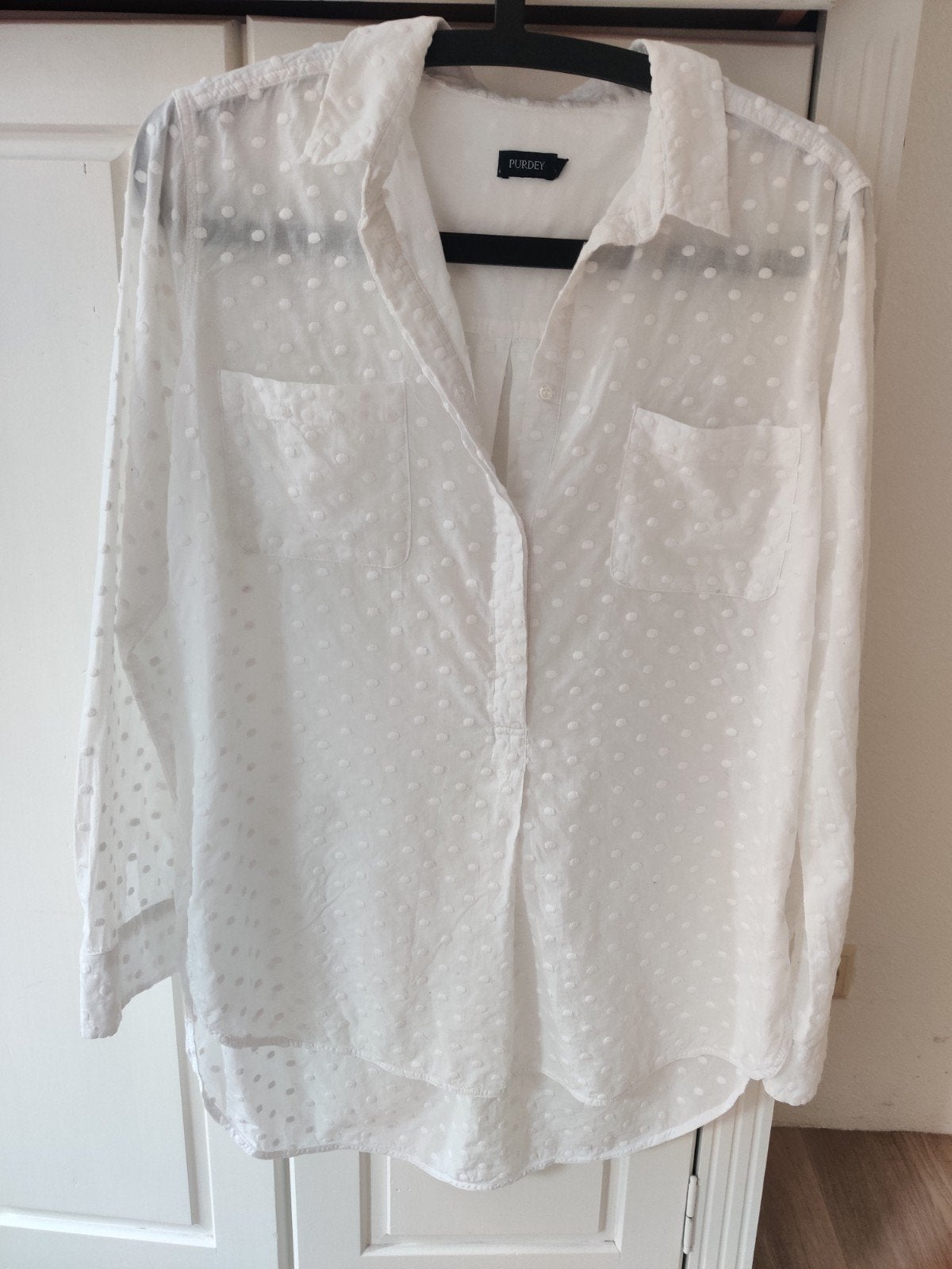 purdey wit katoenen blouse 38, Ophalen of Verzenden, Zo goed als nieuw, Maat 38/40 (M), Wit