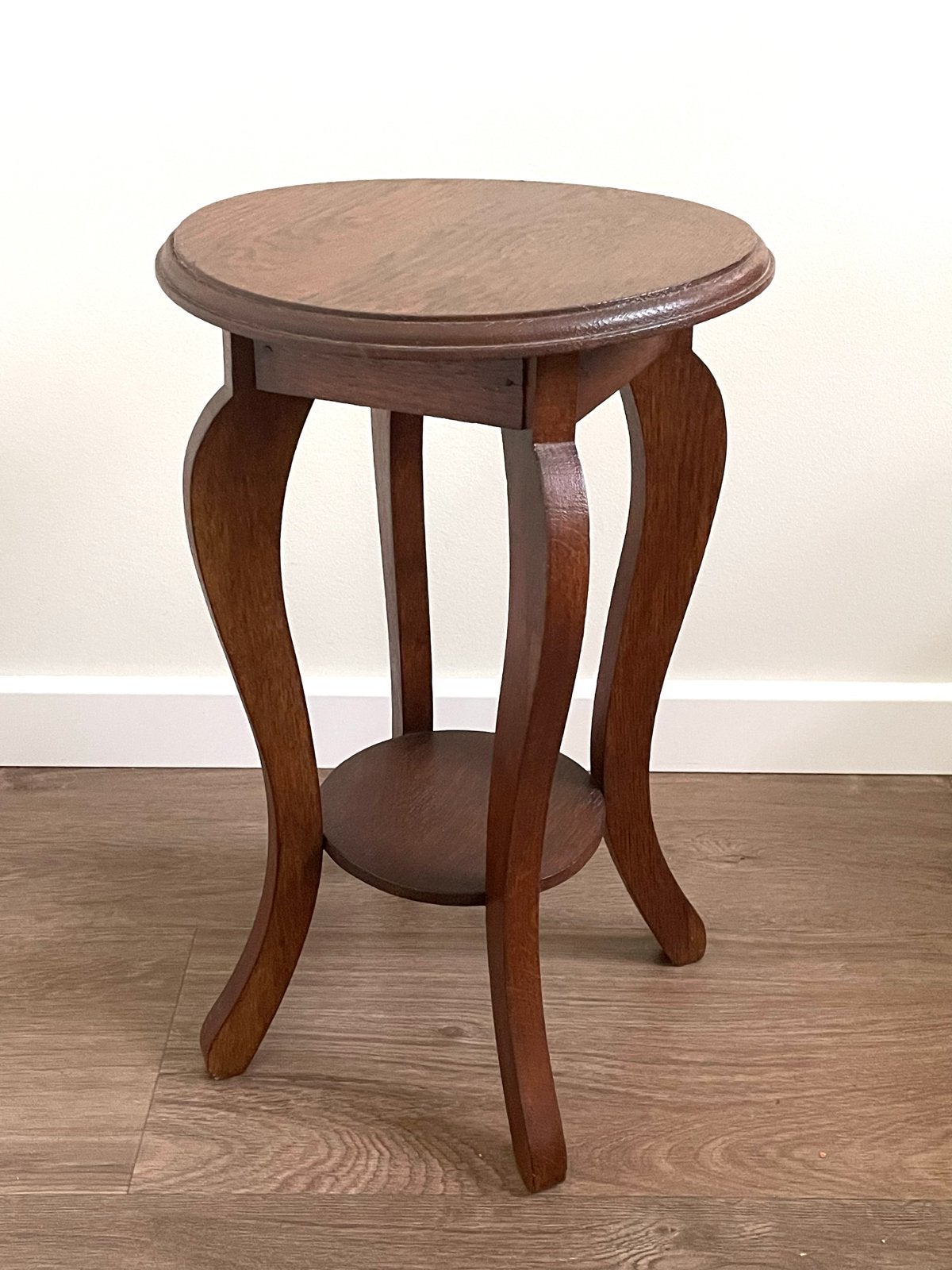 Antiek Eiken-Hout Rond Bijzettafel Plantentafeltje, Ophalen