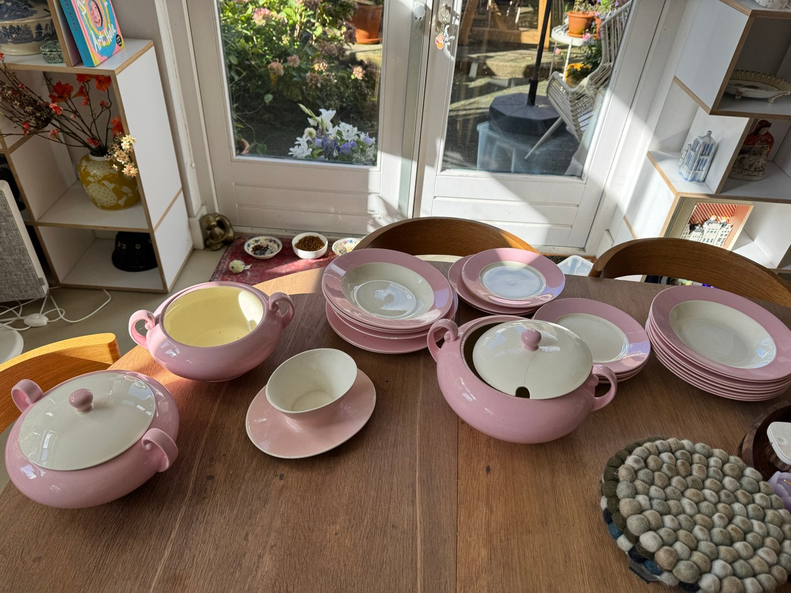 Pastel Mosa Servies met Boch Sauskom en Borden, Huis en Inrichting, Gebruikt, Keramiek, Vintage, Ophalen of Verzenden
