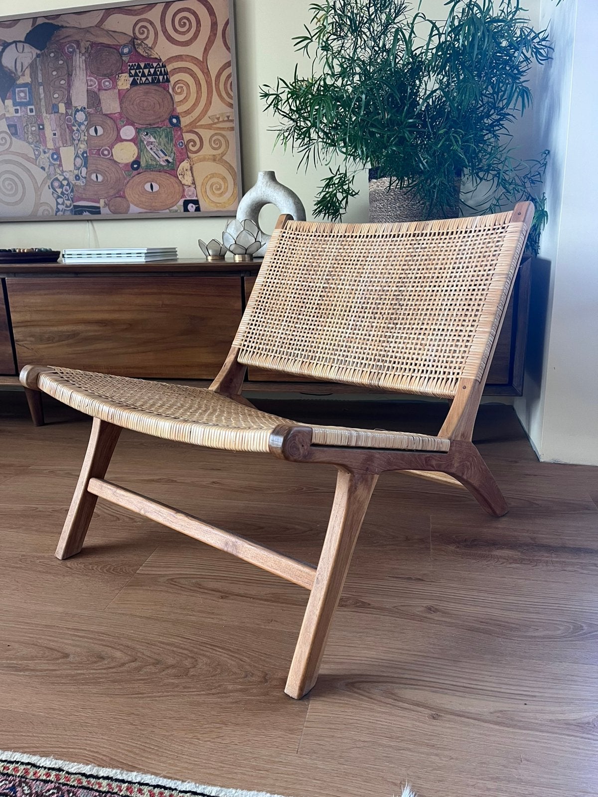 Boho Bali Rotan Lounge Stoel, Ophalen, Bruin, Hout, Zo goed als nieuw