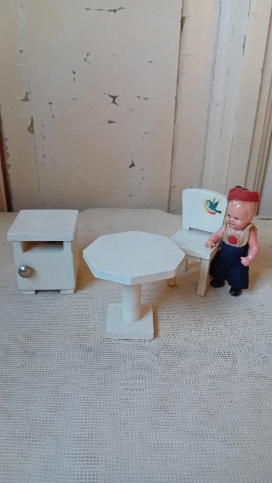 Tafeltje,stoeltje,nachtkastje, Verzenden, Gebruikt, Poppenhuis