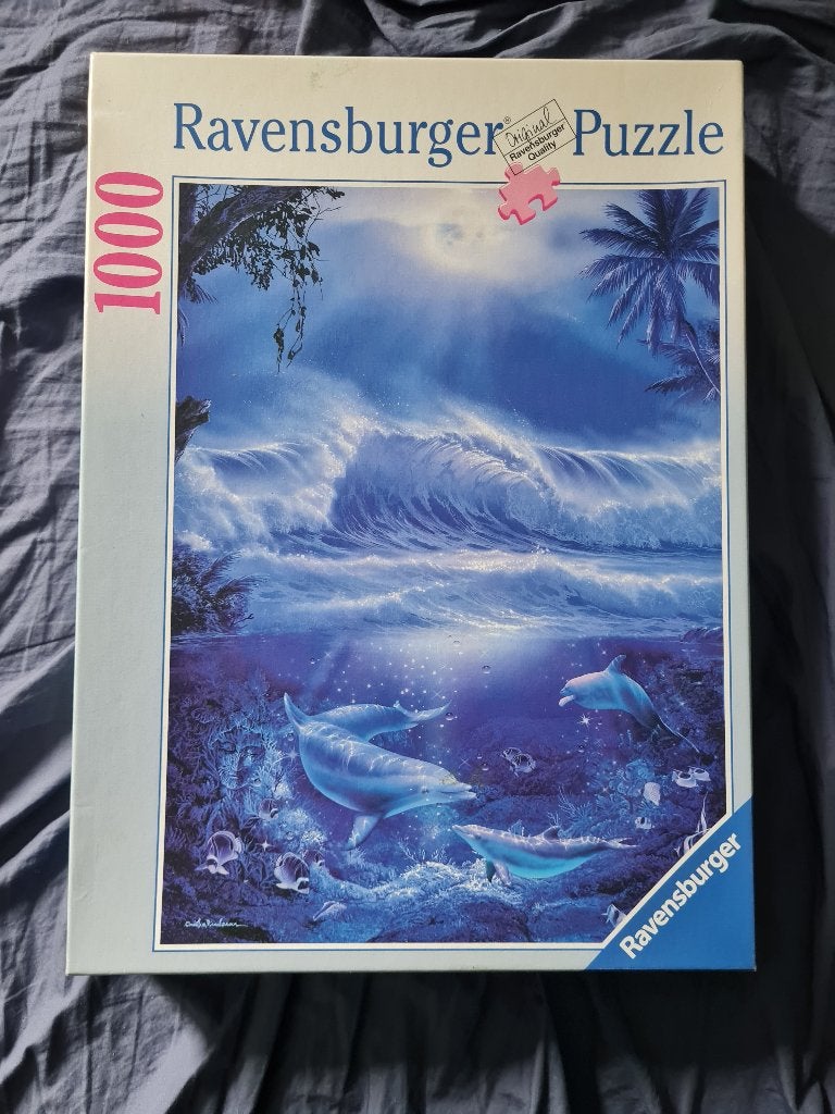 Dolfijnen-puzzel van "Ravensburger"., Ophalen, 500 t/m 1500 stukjes, Zo goed als nieuw, Legpuzzel