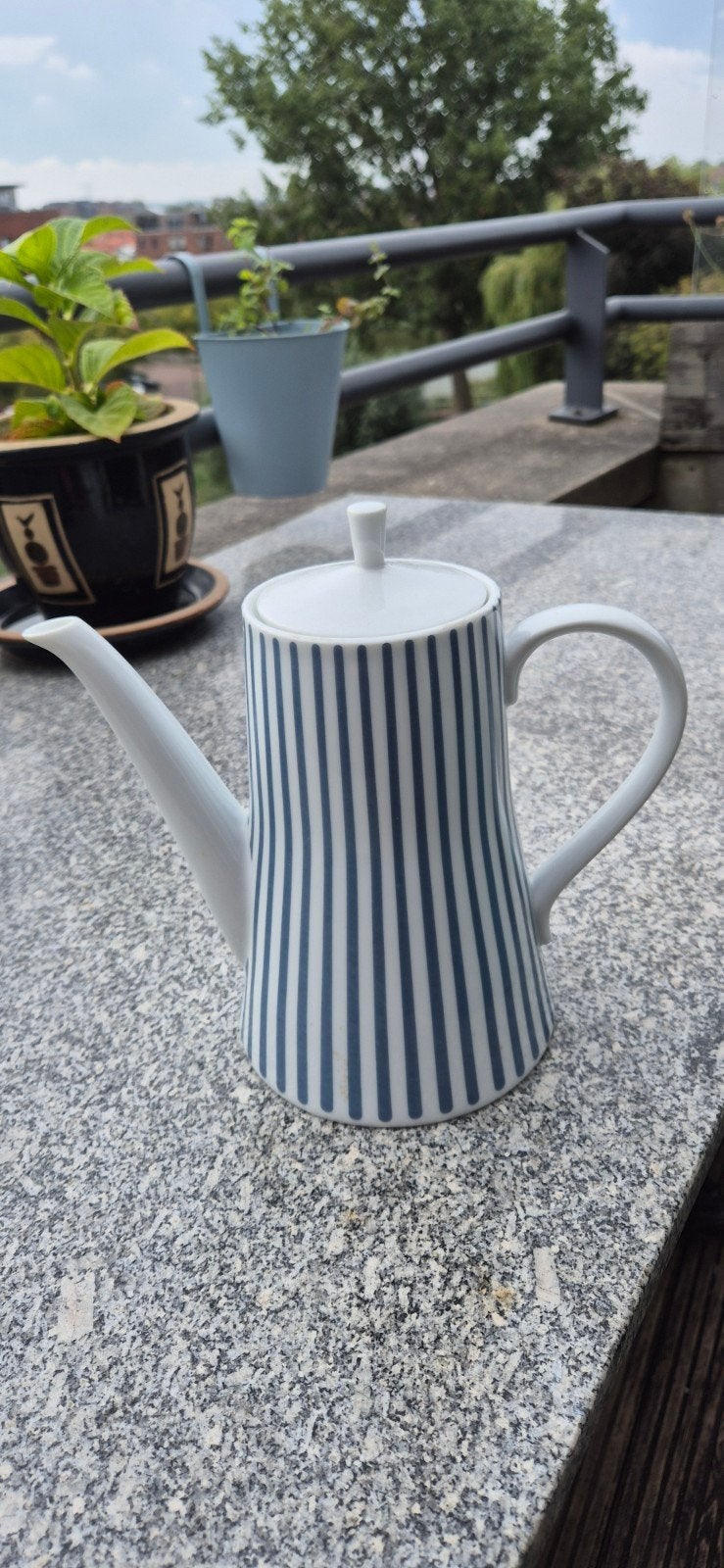 Melitta kan blauw / wit gestreept.., Kan, Overige merken, Vintage, Ophalen of Verzenden