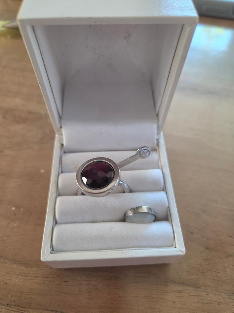 Mi Moneda Zilveren Ring met Verwisselbare Steentjes, Sieraden, Tassen en Uiterlijk, Ophalen of Verzenden, Zo goed als nieuw, 17 tot 18