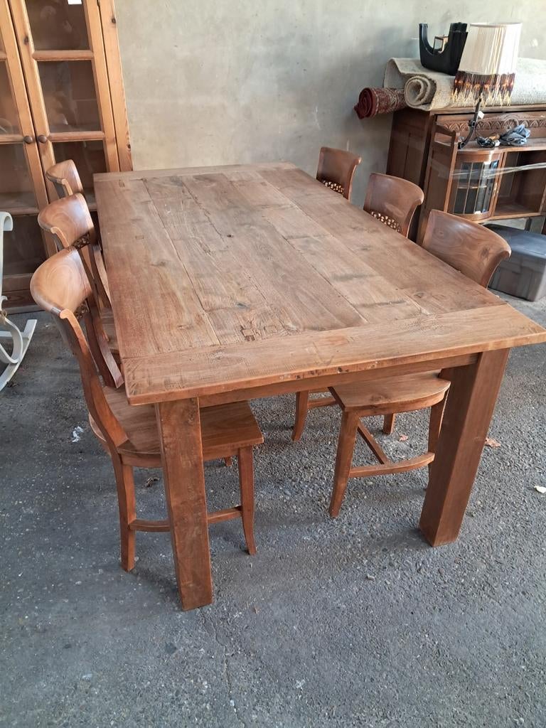 Teak houten eethoek met 6 stoelen, Huis en Inrichting, Complete eetkamers, Ophalen, Nvt, Nvt, Nvt