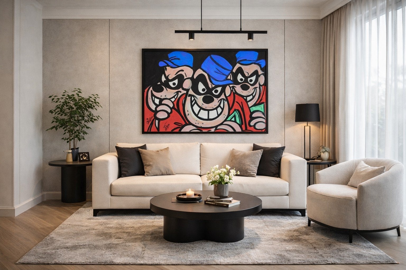 Origineel Gangster Cartoon Schilderij – 70  90 cm
Een st, Ophalen of Verzenden
