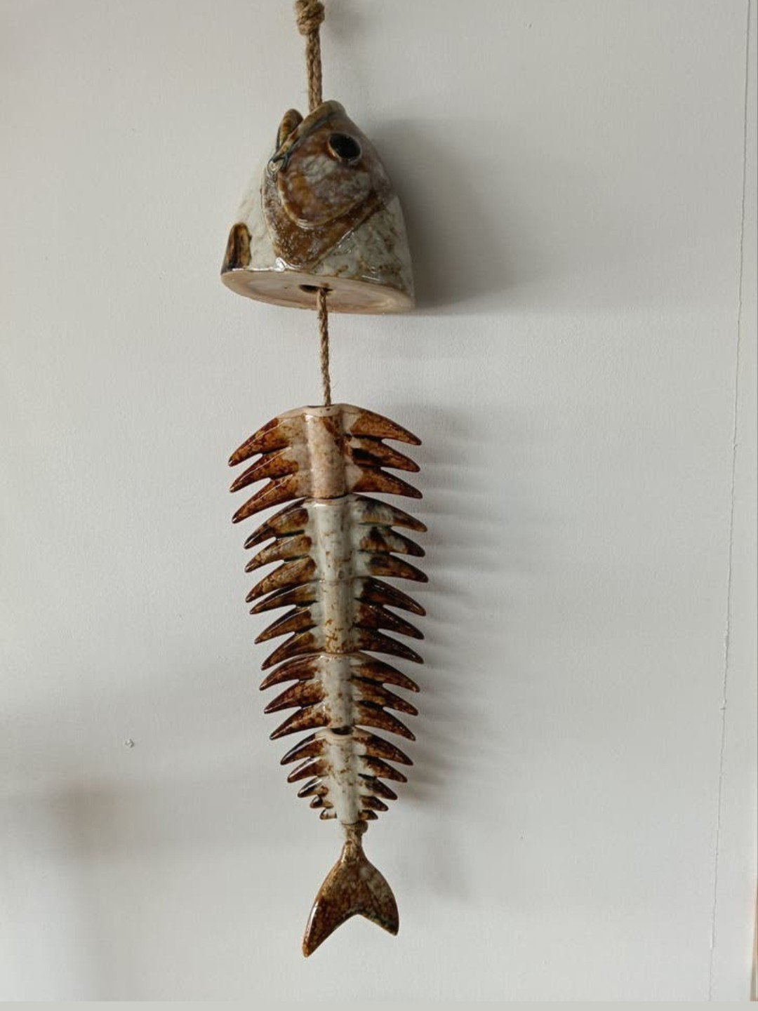 Keramieken Visgraat Wanddecoratie Jaren '70 - 50 cm, Ophalen of Verzenden