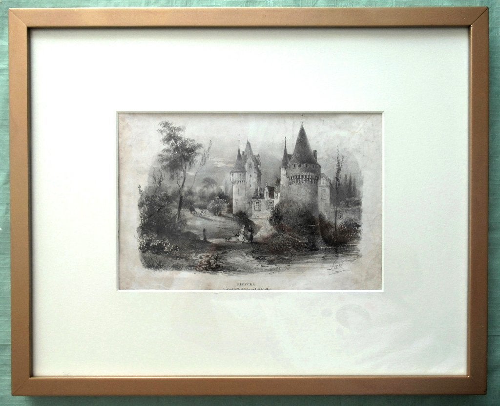 Pictura Antiek origineel krijtlitho, A. Last ca 1840-60., Ophalen of Verzenden