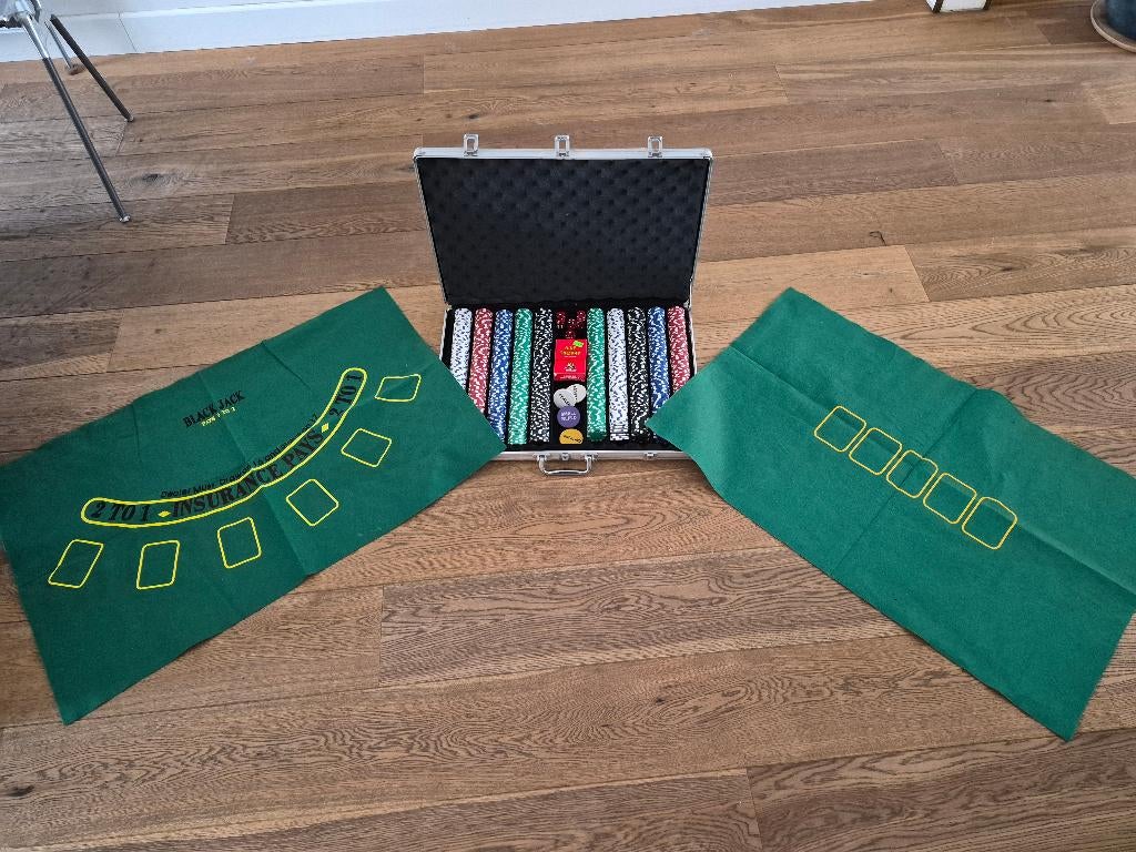 Poker set in luxe cassette, compleet, Ophalen, Zo goed als nieuw