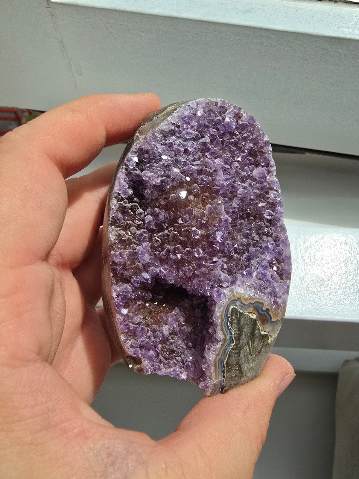 amethist met agaat, Verzamelen, Mineralen en Fossielen, Ophalen of Verzenden