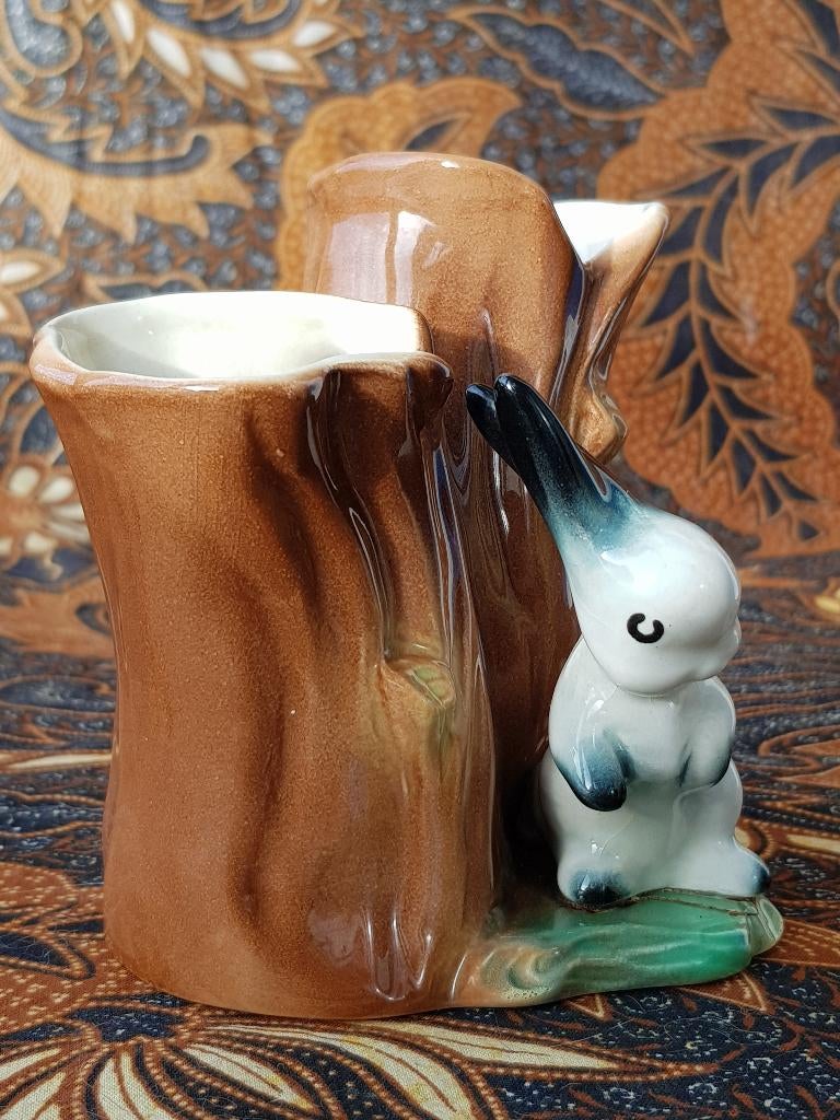 Oud Hornsea vaasje uit Engeland als boom en konijn 10,3 cm., Ophalen of Verzenden