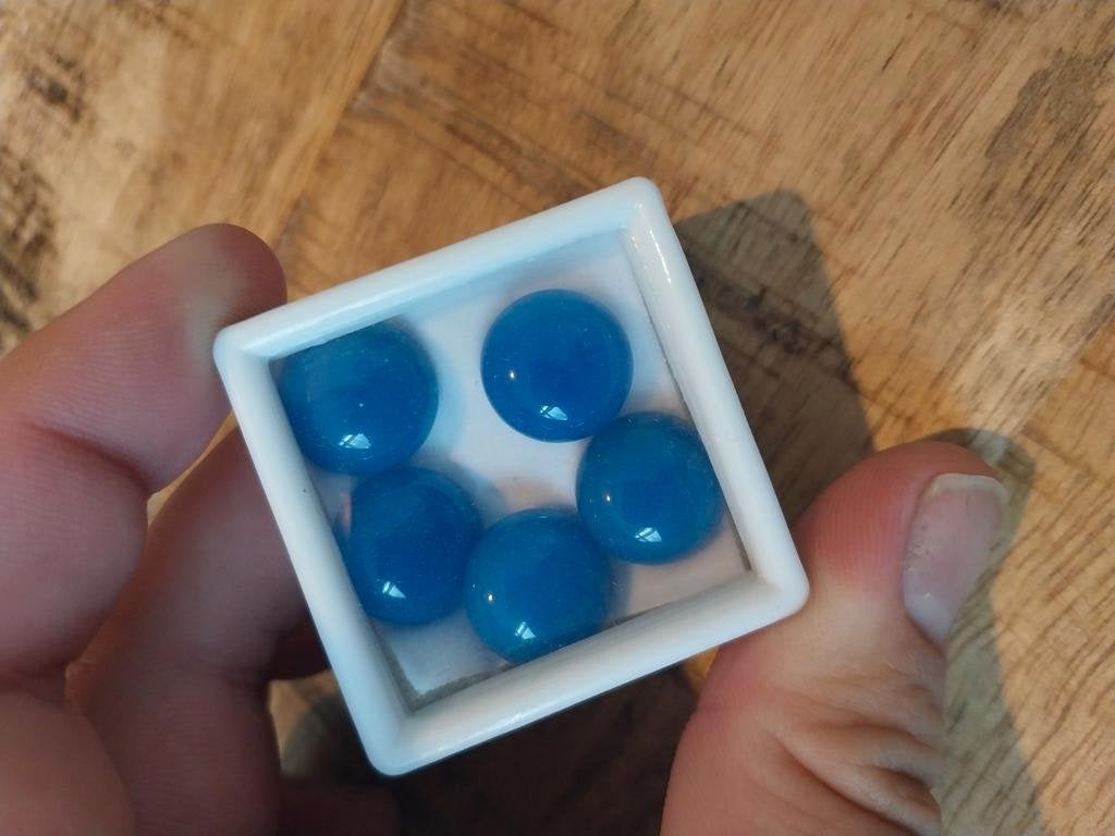 5 blauwe agaat cabochons, Ophalen of Verzenden, Zo goed als nieuw