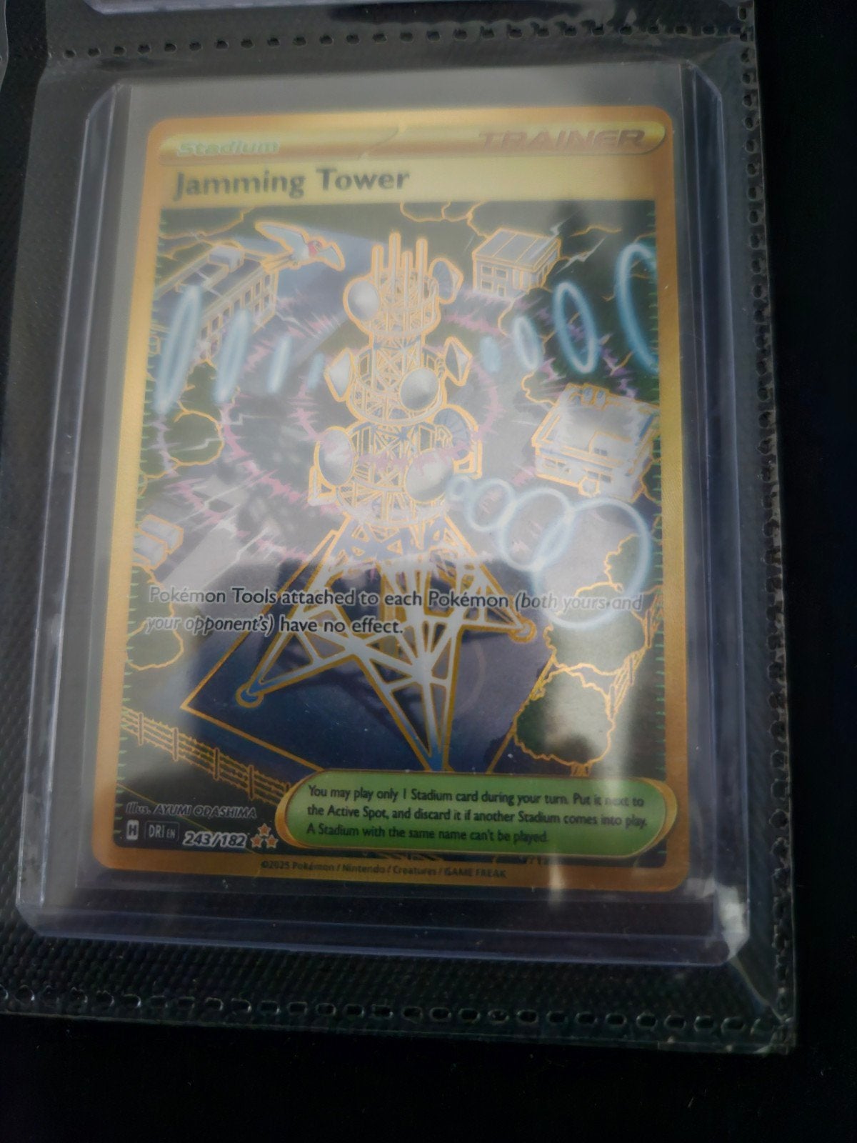Pokemon Jamming Tower 243/182 Destined Rivals, Ophalen of Verzenden, Zo goed als nieuw, Losse kaart, Foil
