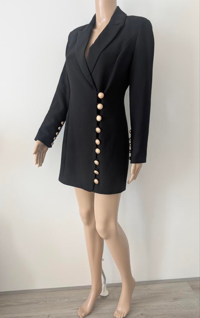 Nieuwe Zwarte Blazer Jurk met Gouden Knopen - Maat S, Kleding | Dames, Zwart, Nieuw, Ophalen of Verzenden, Maat 36 (S)