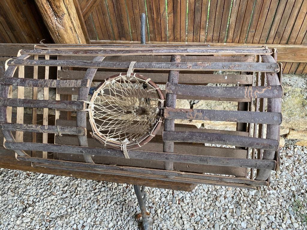Brocante, vintage houten Franse kreeftenfuik/fuik, Ophalen of Verzenden