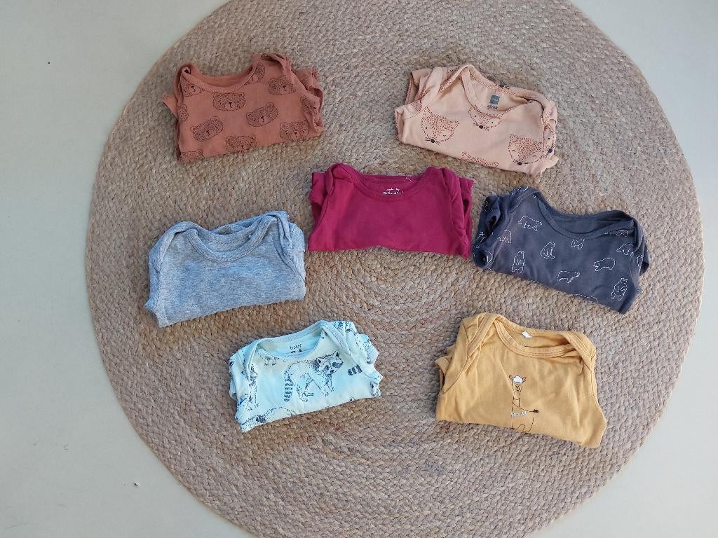 Set van 7 rompers lange mouw - mt 62-68, Ophalen of Verzenden, Gebruikt, Jongetje of Meisje, Nacht- of Onderkleding