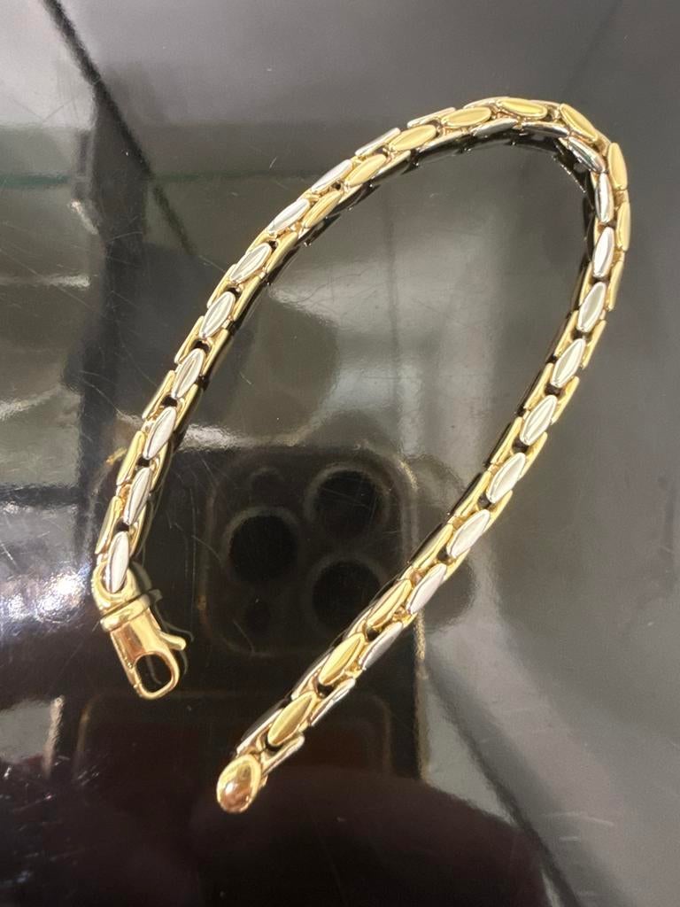 Prachtige 14 karaats gouden armband met witgoud | ITALY, Ophalen of Verzenden, Nieuw, Goud