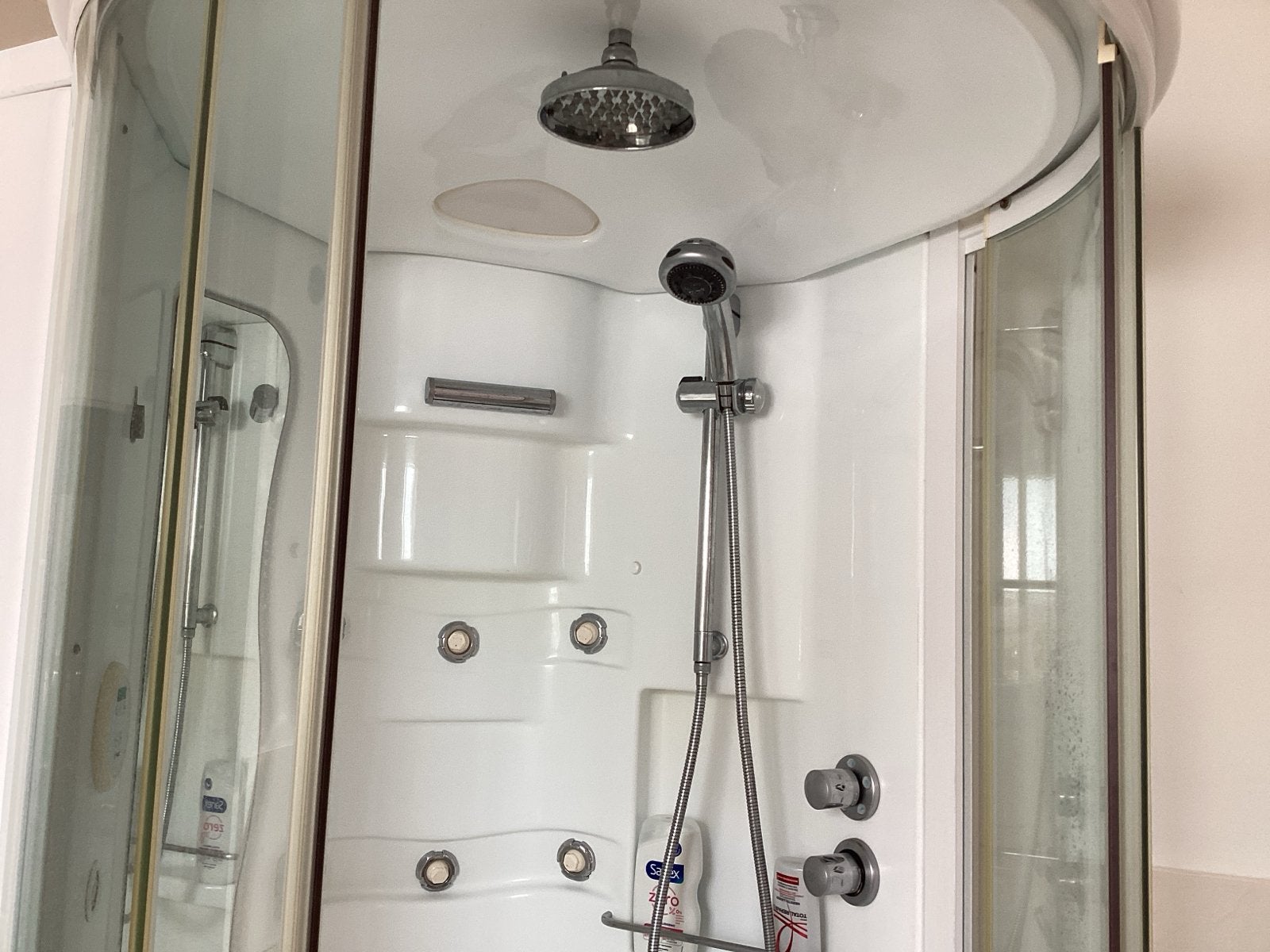 Douchecabine met hydromassage en regendouche, Ophalen, Gebruikt, Chroom, Douche