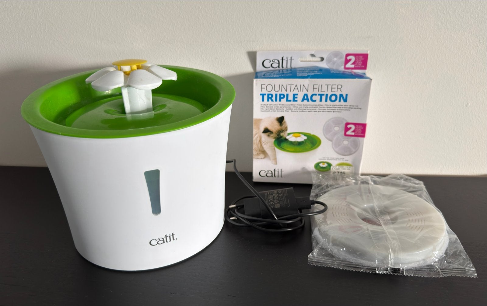 Catit bloemen drinkfontein | 2 filters | 3 liter, Ophalen of Verzenden, Gebruikt