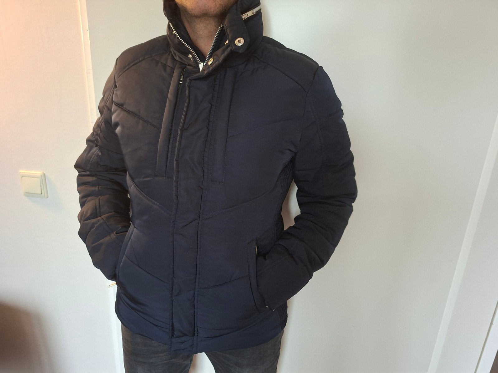Heren winterjas - WAM Denim - Maat M - Donkerblauw, Ophalen, Zo goed als nieuw, WAM Denim, Maat 48/50 (M)