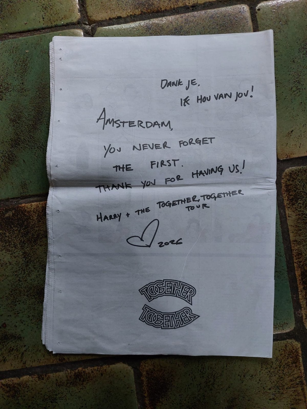 Dank brief Harry Styles!!!, Ophalen of Verzenden