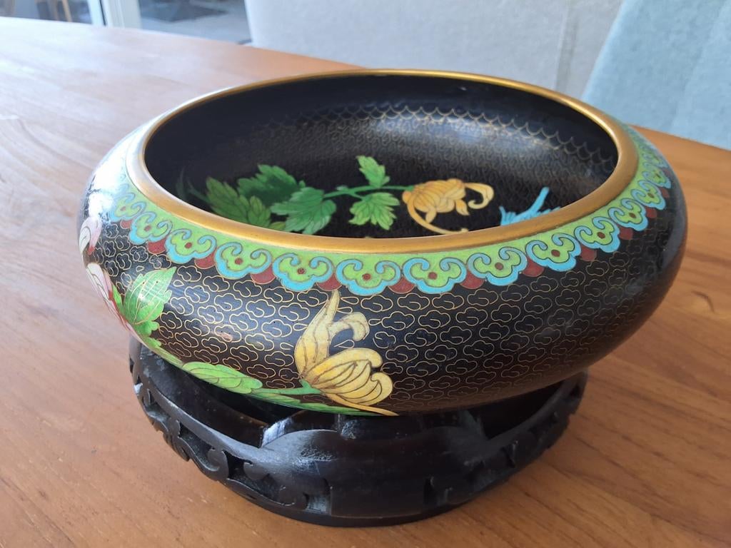 Vintage Chinese cloisonné schaal, Ophalen